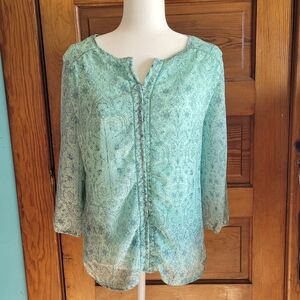 St. John's Bay Teal Floral Blouse